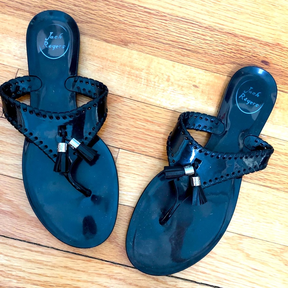Jack Rogers Black Jelly Sandals w Tassel